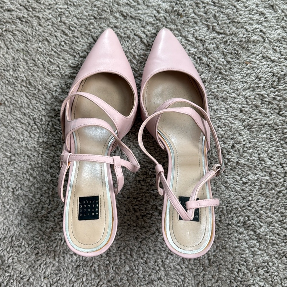 White House Black Market Pink Pointed-Toe Strappy Heels